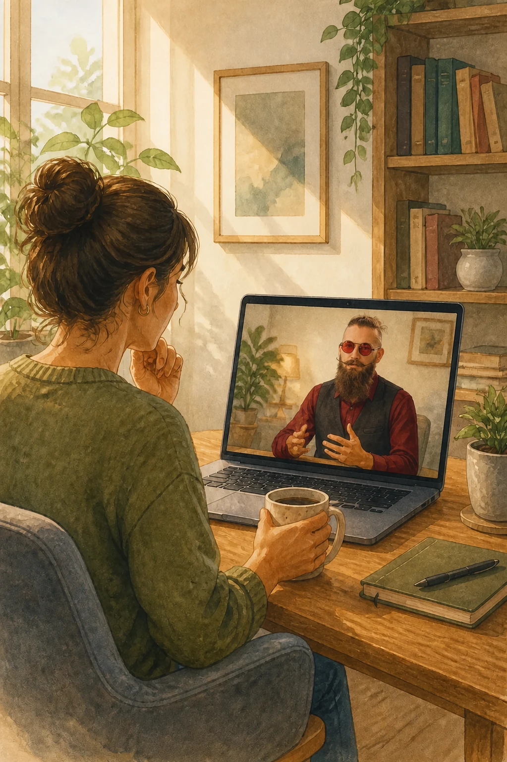 Ilustracja konsultacji psychologicznej online