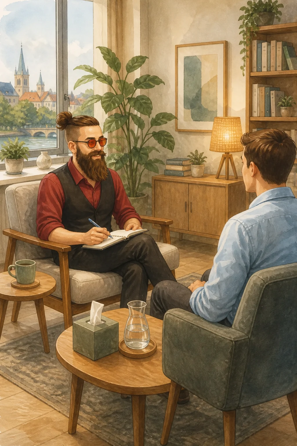 Ilustracja konsultacji psychologicznej w gabinecie